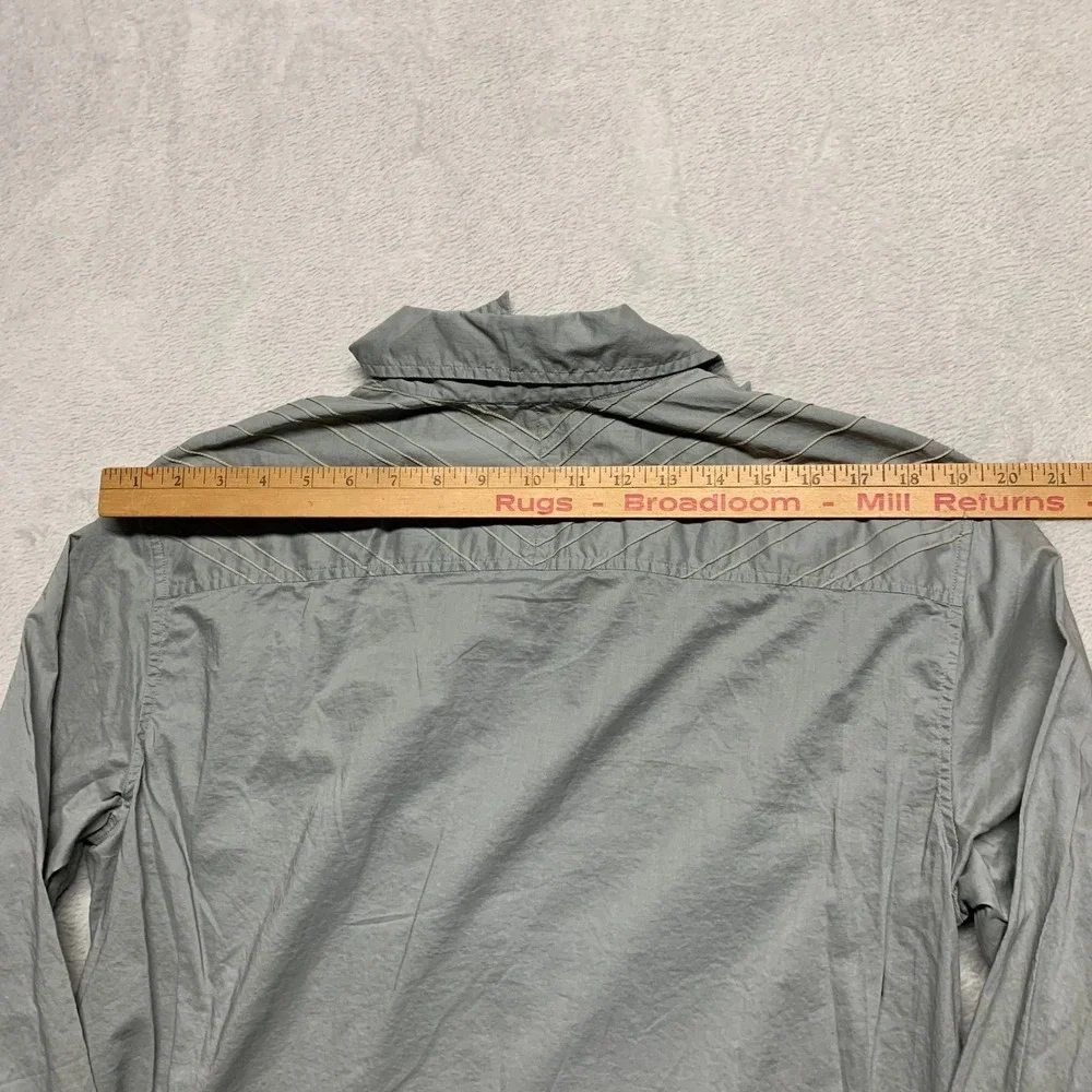 AX Armani Exchange Mens M Button Down‎ Shirt Gray Embroidered AOP Needs Button - Picture 7 of 11